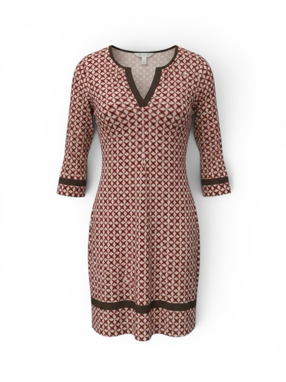 Tommy Bahama Orange Brown Silk Cotton Geometric Retro Shift Dress TunicMod M